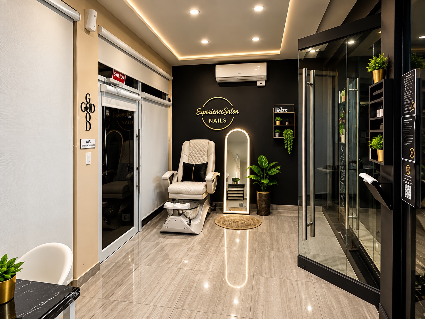 Interior y exterior de Experience Salon PR